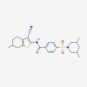 molecular formula C24H29N3O3S2 B2564354 N-(3-cyano-6-methyl-4,5,6,7-tetrahydro-1-benzothiophen-2-yl)-4-[(3,5-dimethylpiperidin-1-yl)sulfonyl]benzamide CAS No. 474621-44-8