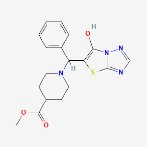 molecular formula C18H20N4O3S B2564371 Methyl 1-((6-hydroxythiazolo[3,2-b][1,2,4]triazol-5-yl)(phenyl)methyl)piperidine-4-carboxylate CAS No. 868219-21-0