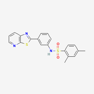 molecular formula C20H17N3O2S2 B2564377 2,4-dimethyl-N-(3-(thiazolo[5,4-b]pyridin-2-yl)phenyl)benzenesulfonamide CAS No. 863594-76-7