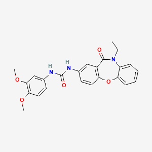 molecular formula C24H23N3O5 B2564382 1-(3,4-二甲氧基苯基)-3-(10-乙基-11-氧代-10,11-二氢二苯并[b,f][1,4]恶二嗪-2-基)脲 CAS No. 1203080-58-3