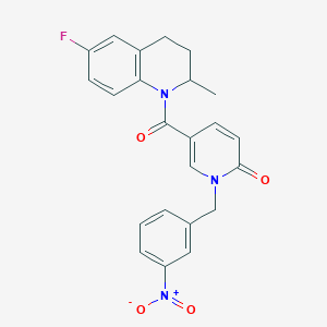 molecular formula C23H20FN3O4 B2564386 5-(6-fluoro-2-methyl-1,2,3,4-tetrahydroquinoline-1-carbonyl)-1-(3-nitrobenzyl)pyridin-2(1H)-one CAS No. 900010-29-9