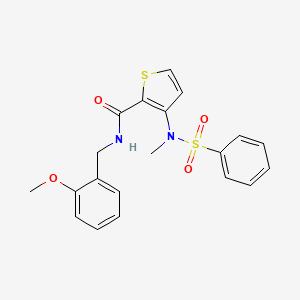 molecular formula C20H20N2O4S2 B2564398 N-[(2-methoxyphenyl)methyl]-3-(N-methylbenzenesulfonamido)thiophene-2-carboxamide CAS No. 1115933-46-4