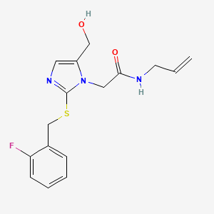 molecular formula C16H18FN3O2S B2564478 N-allyl-2-(2-((2-fluorobenzyl)thio)-5-(hydroxymethyl)-1H-imidazol-1-yl)acetamide CAS No. 921796-26-1