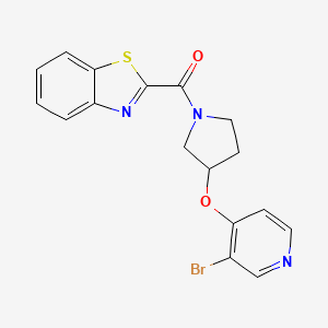 molecular formula C17H14BrN3O2S B2564482 2-{3-[(3-Bromopyridin-4-yl)oxy]pyrrolidine-1-carbonyl}-1,3-benzothiazole CAS No. 2380190-43-0