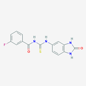 molecular formula C15H11FN4O2S B256452 1-(3-FLUOROBENZOYL)-3-(2-OXO-2,3-DIHYDRO-1H-1,3-BENZODIAZOL-5-YL)THIOUREA 