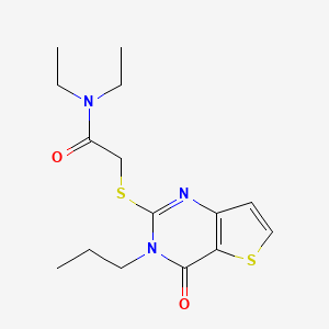 molecular formula C15H21N3O2S2 B2564561 N,N-diethyl-2-({4-oxo-3-propyl-3H,4H-thieno[3,2-d]pyrimidin-2-yl}sulfanyl)acetamide CAS No. 1252823-03-2