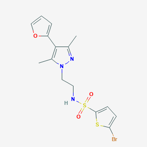 molecular formula C15H16BrN3O3S2 B2564575 5-bromo-N-(2-(4-(furan-2-yl)-3,5-dimethyl-1H-pyrazol-1-yl)ethyl)thiophene-2-sulfonamide CAS No. 2034375-33-0