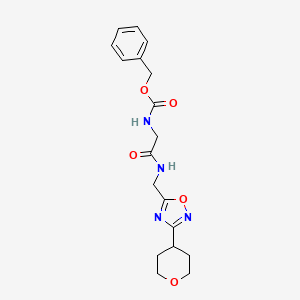 molecular formula C18H22N4O5 B2564580 benzyl N-[({[3-(oxan-4-yl)-1,2,4-oxadiazol-5-yl]methyl}carbamoyl)methyl]carbamate CAS No. 2034562-37-1
