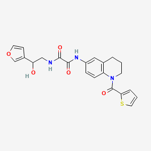 molecular formula C22H21N3O5S B2564583 N-[2-(furan-3-yl)-2-hydroxyethyl]-N'-[1-(thiophene-2-carbonyl)-1,2,3,4-tetrahydroquinolin-6-yl]ethanediamide CAS No. 1396577-97-1