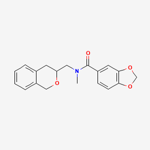 molecular formula C19H19NO4 B2564600 N-(isochroman-3-ylmethyl)-N-methylbenzo[d][1,3]dioxole-5-carboxamide CAS No. 2034439-58-0