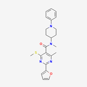 2-(furan-2-yl)-N,4-dimethyl-6-(methylsulfanyl)-N-(1-phenylpiperidin-4-yl)pyrimidine-5-carboxamide