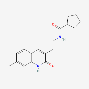 molecular formula C19H24N2O2 B2564673 N-[2-(7,8-dimethyl-2-oxo-1,2-dihydroquinolin-3-yl)ethyl]cyclopentanecarboxamide CAS No. 851407-61-9