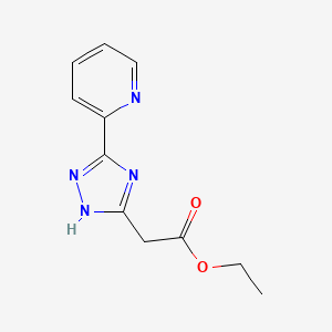 molecular formula C11H12N4O2 B2564685 ethyl 2-(3-(pyridin-2-yl)-1H-1,2,4-triazol-5-yl)acetate CAS No. 1018057-24-3