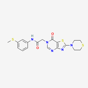 molecular formula C18H19N5O2S3 B2564686 N-[3-(methylsulfanyl)phenyl]-2-[7-oxo-2-(thiomorpholin-4-yl)-6H,7H-[1,3]thiazolo[4,5-d]pyrimidin-6-yl]acetamide CAS No. 1223943-30-3
