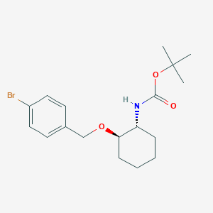 molecular formula C18H26BrNO3 B2564721 tert-Butyl ((1R,2R)-2-((4-bromobenzyl)oxy)cyclohexyl)carbamate CAS No. 1958100-53-2
