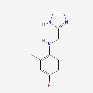molecular formula C11H12FN3 B2564740 4-fluoro-N-(1H-imidazol-2-ylmethyl)-2-methylaniline CAS No. 1247216-45-0