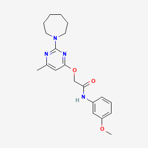 molecular formula C20H26N4O3 B2564752 2-{[2-(azepan-1-yl)-6-methylpyrimidin-4-yl]oxy}-N-(3-methoxyphenyl)acetamide CAS No. 1226458-23-6