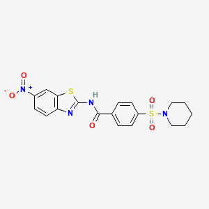 N-(6-nitro-1,3-benzothiazol-2-yl)-4-piperidin-1-ylsulfonylbenzamide