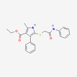 ethyl 2-methyl-5-((2-oxo-2-(phenylamino)ethyl)thio)-4-phenyl-1H-pyrrole-3-carboxylate