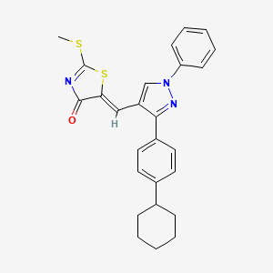 (5Z)-5-[[3-(4-cyclohexylphenyl)-1-phenylpyrazol-4-yl]methylidene]-2-methylsulfanyl-1,3-thiazol-4-one