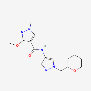 3-methoxy-1-methyl-N-(1-((tetrahydro-2H-pyran-2-yl)methyl)-1H-pyrazol-4-yl)-1H-pyrazole-4-carboxamide