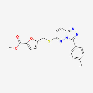 molecular formula C19H16N4O3S B2564779 Methyl 5-(((3-(p-tolyl)-[1,2,4]triazolo[4,3-b]pyridazin-6-yl)thio)methyl)furan-2-carboxylate CAS No. 852375-94-1