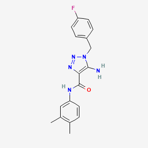molecular formula C18H18FN5O B2564785 5-amino-N-(3,4-dimethylphenyl)-1-(4-fluorobenzyl)-1H-1,2,3-triazole-4-carboxamide CAS No. 899973-17-2
