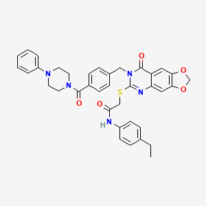 N-(4-ethylphenyl)-2-((8-oxo-7-(4-(4-phenylpiperazine-1-carbonyl)benzyl)-7,8-dihydro-[1,3]dioxolo[4,5-g]quinazolin-6-yl)thio)acetamide