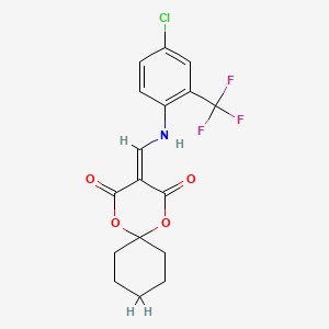 molecular formula C17H15ClF3NO4 B2564793 3-(((4-Chloro-2-(trifluoromethyl)phenyl)amino)methylene)-1,5-dioxaspiro[5.5]undecane-2,4-dione CAS No. 384357-95-3