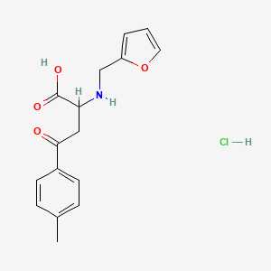 molecular formula C16H18ClNO4 B2564794 2-[(2-Furylmethyl)amino]-4-(4-methylphenyl)-4-oxobutanoic acid hydrochloride CAS No. 1029989-66-9