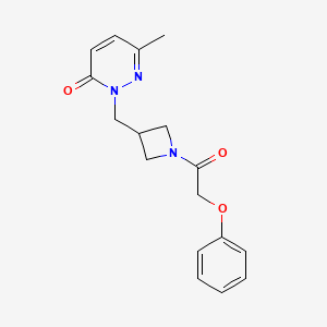 molecular formula C17H19N3O3 B2564797 6-Methyl-2-[[1-(2-phenoxyacetyl)azetidin-3-yl]methyl]pyridazin-3-one CAS No. 2320174-30-7