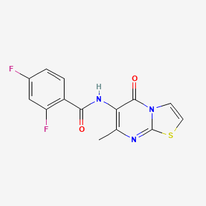 molecular formula C14H9F2N3O2S B2564798 2,4-difluoro-N-(7-methyl-5-oxo-5H-thiazolo[3,2-a]pyrimidin-6-yl)benzamide CAS No. 942003-66-9