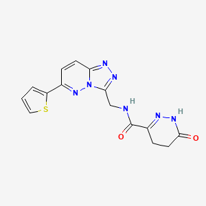 molecular formula C15H13N7O2S B2564799 6-oxo-N-((6-(thiophen-2-yl)-[1,2,4]triazolo[4,3-b]pyridazin-3-yl)methyl)-1,4,5,6-tetrahydropyridazine-3-carboxamide CAS No. 1904178-39-7