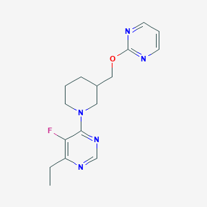 molecular formula C16H20FN5O B2564802 4-Ethyl-5-fluoro-6-[3-(pyrimidin-2-yloxymethyl)piperidin-1-yl]pyrimidine CAS No. 2380043-72-9