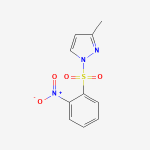 molecular formula C10H9N3O4S B2564821 3-Methyl-1-(2-nitrophenyl)sulfonylpyrazole CAS No. 400842-55-9