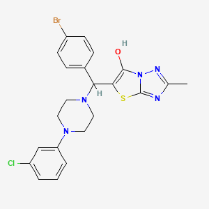 molecular formula C22H21BrClN5OS B2564822 5-((4-Bromophenyl)(4-(3-chlorophenyl)piperazin-1-yl)methyl)-2-methylthiazolo[3,2-b][1,2,4]triazol-6-ol CAS No. 851809-75-1