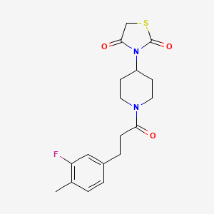 molecular formula C18H21FN2O3S B2564839 3-(1-(3-(3-Fluoro-4-methylphenyl)propanoyl)piperidin-4-yl)thiazolidine-2,4-dione CAS No. 2034276-65-6