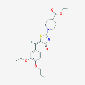 molecular formula C23H30N2O5S B256484 ETHYL 1-[(5E)-5-[(3-ETHOXY-4-PROPOXYPHENYL)METHYLIDENE]-4-OXO-4,5-DIHYDRO-1,3-THIAZOL-2-YL]PIPERIDINE-4-CARBOXYLATE 