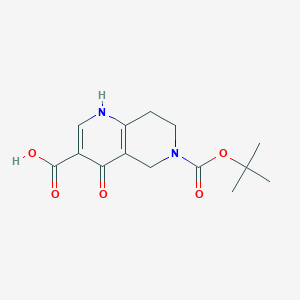 molecular formula C14H18N2O5 B2564865 6-(tert-Butoxycarbonyl)-4-hydroxy-5,6,7,8-tetrahydro-1,6-naphthyridine-3-carboxylic acid CAS No. 2219376-82-4