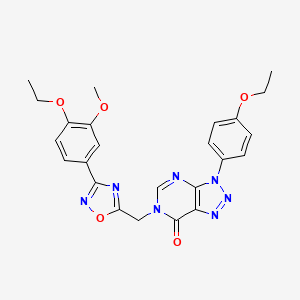 molecular formula C24H23N7O5 B2564876 6-((3-(4-ethoxy-3-methoxyphenyl)-1,2,4-oxadiazol-5-yl)methyl)-3-(4-ethoxyphenyl)-3H-[1,2,3]triazolo[4,5-d]pyrimidin-7(6H)-one CAS No. 1207019-70-2