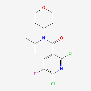 2,6-Dichloro-5-fluoro-N-(oxan-4-yl)-N-propan-2-ylpyridine-3-carboxamide