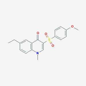 molecular formula C19H19NO4S B2564891 6-ethyl-3-((4-methoxyphenyl)sulfonyl)-1-methylquinolin-4(1H)-one CAS No. 899215-16-8