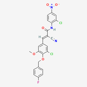 (E)-3-[3-chloro-4-[(4-fluorophenyl)methoxy]-5-methoxyphenyl]-N-(2-chloro-4-nitrophenyl)-2-cyanoprop-2-enamide
