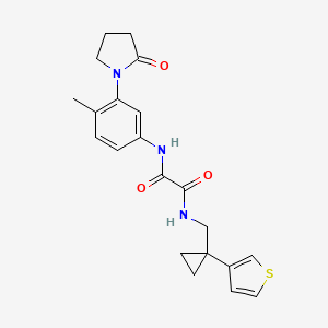 molecular formula C21H23N3O3S B2564922 N'-[4-methyl-3-(2-oxopyrrolidin-1-yl)phenyl]-N-{[1-(thiophen-3-yl)cyclopropyl]methyl}ethanediamide CAS No. 2415491-37-9