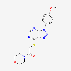 molecular formula C17H18N6O3S B2564946 2-[3-(4-Methoxyphenyl)triazolo[4,5-d]pyrimidin-7-yl]sulfanyl-1-morpholin-4-ylethanone CAS No. 863500-10-1