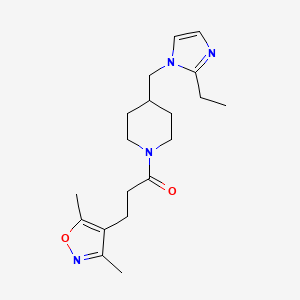 3-(3,5-dimethylisoxazol-4-yl)-1-(4-((2-ethyl-1H-imidazol-1-yl)methyl)piperidin-1-yl)propan-1-one