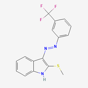 molecular formula C16H12F3N3S B2564955 2-(methylsulfanyl)-3H-indol-3-one N-[3-(trifluoromethyl)phenyl]hydrazone CAS No. 478045-17-9