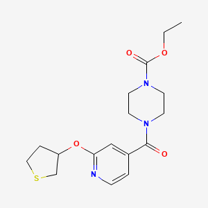 molecular formula C17H23N3O4S B2564957 Ethyl 4-(2-((tetrahydrothiophen-3-yl)oxy)isonicotinoyl)piperazine-1-carboxylate CAS No. 2034432-97-6