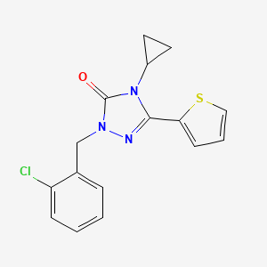 molecular formula C16H14ClN3OS B2564958 1-(2-chlorobenzyl)-4-cyclopropyl-3-(thiophen-2-yl)-1H-1,2,4-triazol-5(4H)-one CAS No. 1428348-04-2
