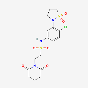 molecular formula C16H20ClN3O6S2 B2564959 N-(4-chloro-3-(1,1-dioxidoisothiazolidin-2-yl)phenyl)-2-(2,6-dioxopiperidin-1-yl)ethanesulfonamide CAS No. 1206985-02-5